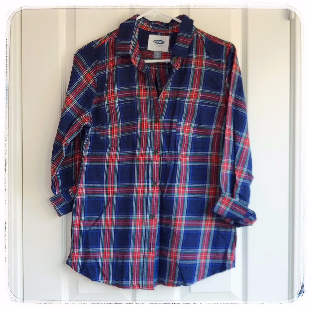NEW navy tartan plaid shirt from Old Navy